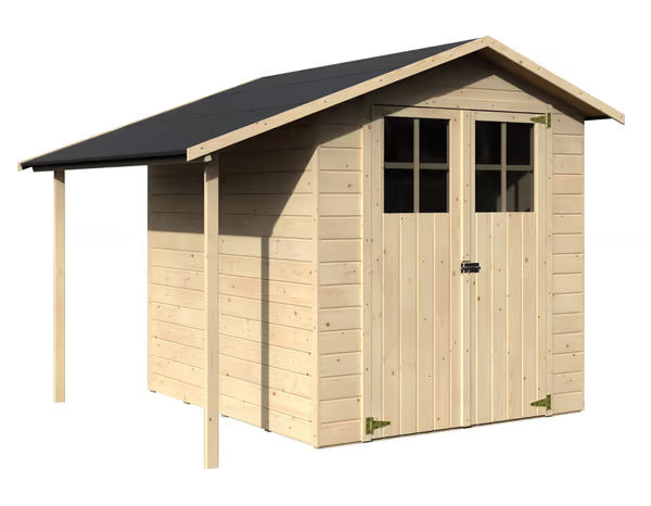 Abri de jardin bois couleur naturelle 12 mm 273x212x202 cm (3.24m²) et bûcher latéral