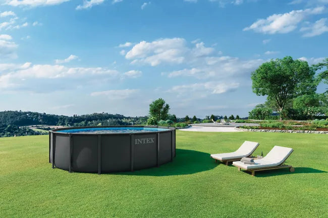 Intex - Piscine hors-sol, acier, rond Diam.4.88 x L.4.88 x H.1.07 m