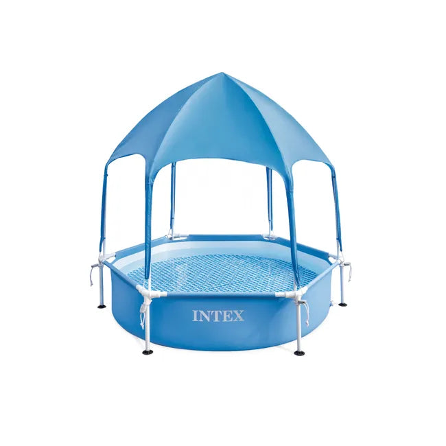 Intex - Piscine hexagonale 700 L amovible avec couverture amovible Auvent Cadre Métallique