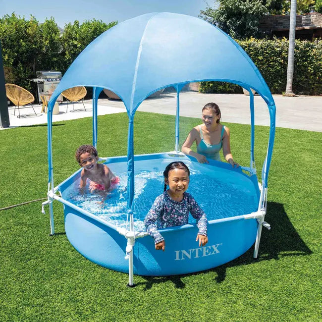 Intex - Piscine hexagonale 700 L amovible avec couverture amovible Auvent Cadre Métallique