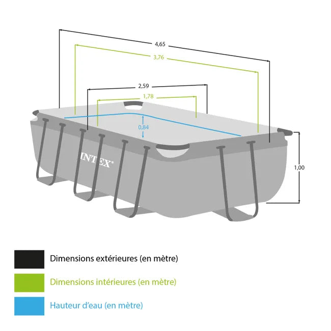 Intex - Piscine tubulaire Prism Frame rectangulaire L.4,00 x l.2,00 x H. 1,00m