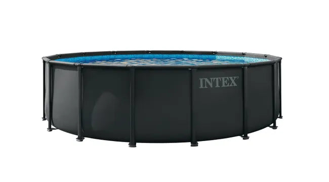 Intex - Piscine hors-sol, acier, rond Diam.4.88 x L.4.88 x H.1.07 m